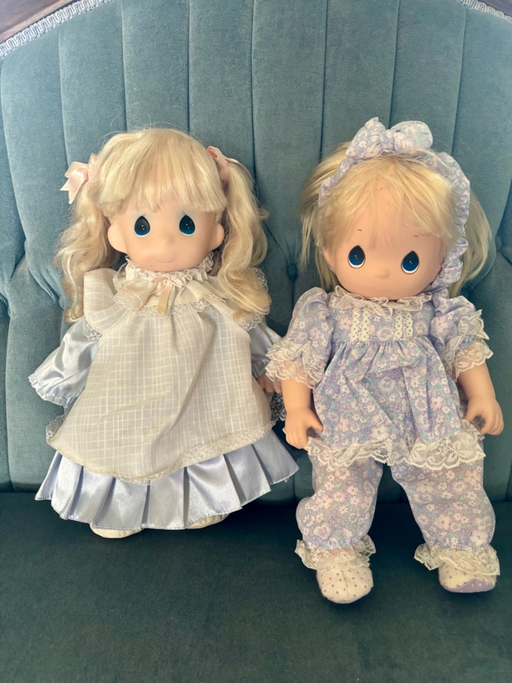 Precious Moments Plush Girl Dolls in Lavender and Cream & Baby Blue- Kids Toys